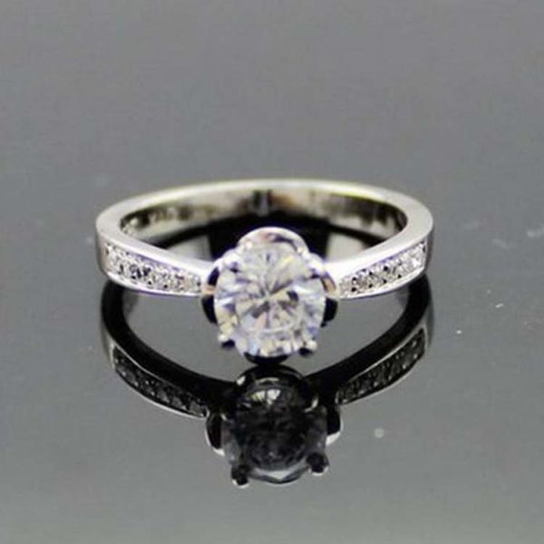 White Gold Plated 925 Silver Ring Engagement Ring (F10)