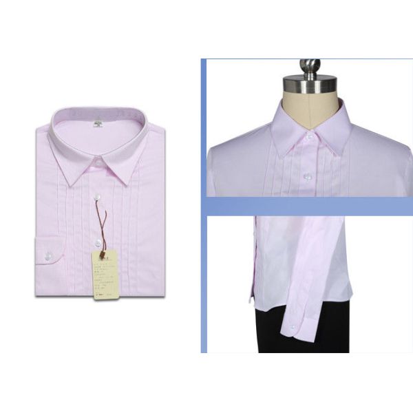 Pink Female Work Uniform Shirts 1 Breast Pocket As Business Office Clothing