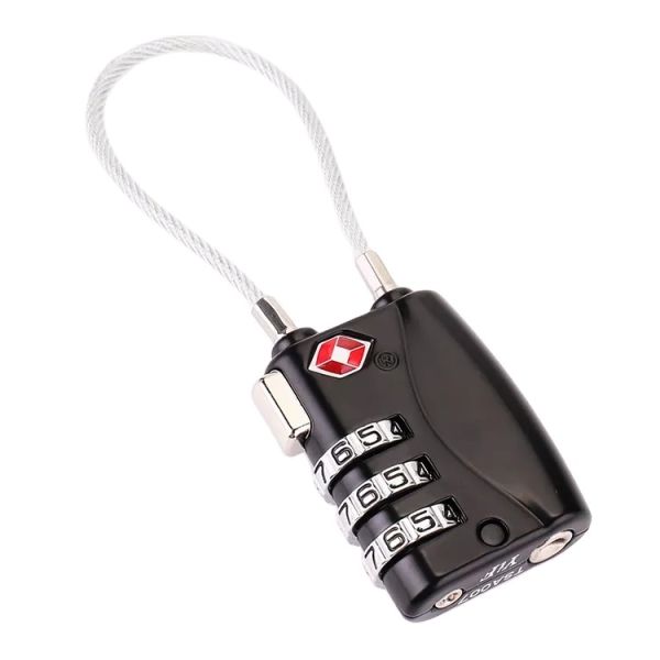 3 Digit Code TSA Lock Outdoor Industrial Safety Luggage Backpack Zipper Wire Rope Key Combination Padlock Zinc Plastic RARLUX