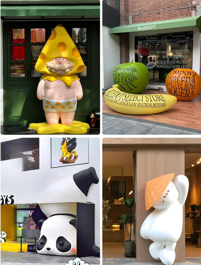 Commercial Custom Resin 3D Fashion Sculpture Hand-Painted & Handmade Large Decorative Statue for Restaurants