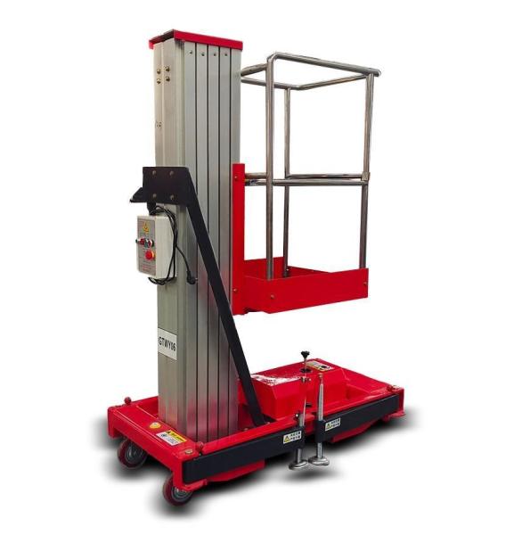 26ft 32ft 39ft 286 Lb Aluminum Alloy Single Mast Work Lifting Platform Electric Lift Platform