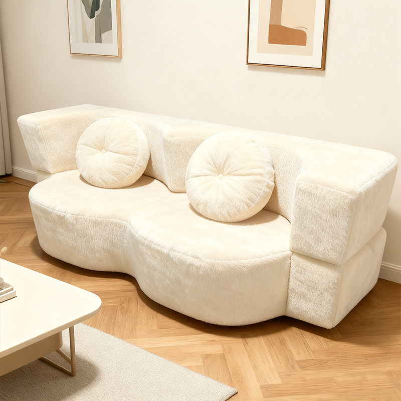 2025 New Vacuum Packed Fabric Compressed Sofa Bed 2-in-1 Convertible Foldable Modern Villa Sofa for Hotel Reception