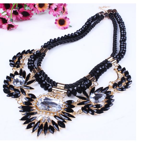 European and American big fashion temperament exotic beads double chain necklace clavicle