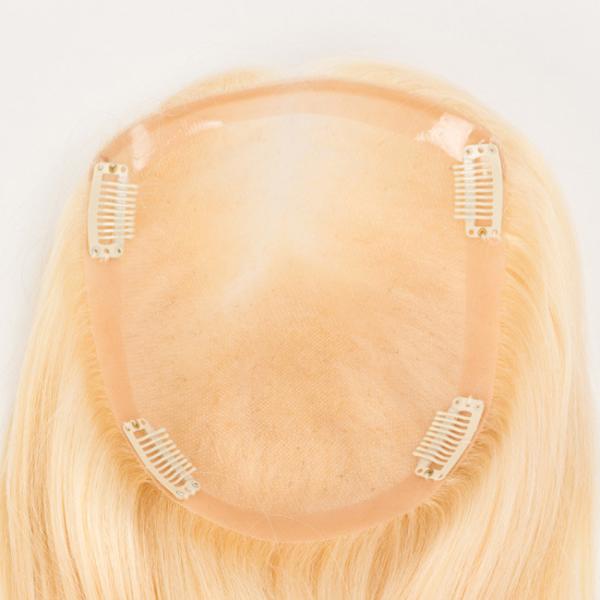 6x8 Perucas de Toupee Feminino Remy cabelo renda fechamento Topper cutícula alinhada real loira # 613