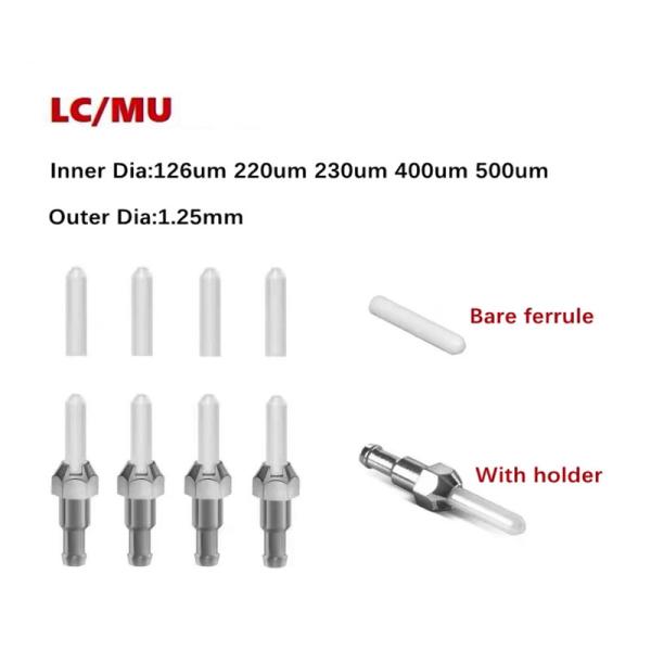 200um 300um 400um 600um FC Zirconia Ferrule Cerâmica Dispositivos de fibra óptica para personalização de conectores