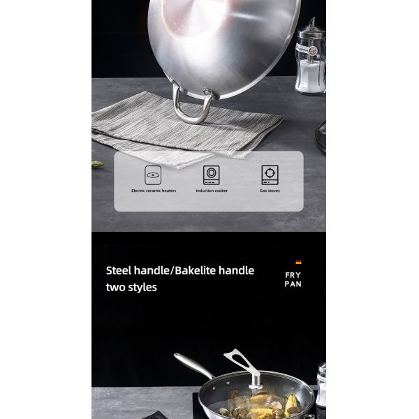 Direct Selling Kitchen 32cm 34cm Stainless Steel Honeycomb Fry Pan Non-stick Frying Pan