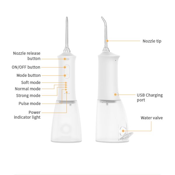 2000mAh Portable Cordless Rechargeable electric dental oral irrigator with 4 modes 350ml big tank