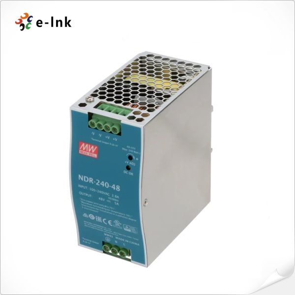 fuente de alimentación industrial de Meanwell de los accesorios de la fibra óptica del carril del dinar 240w/48v