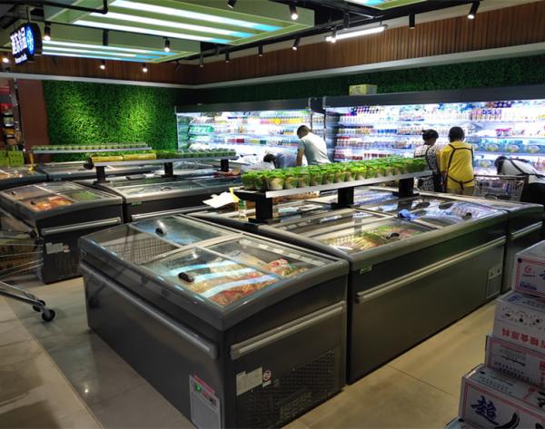 CE ROHS Commercial Display Freezer Supermarché réfrigérateur à porte en verre incurvée