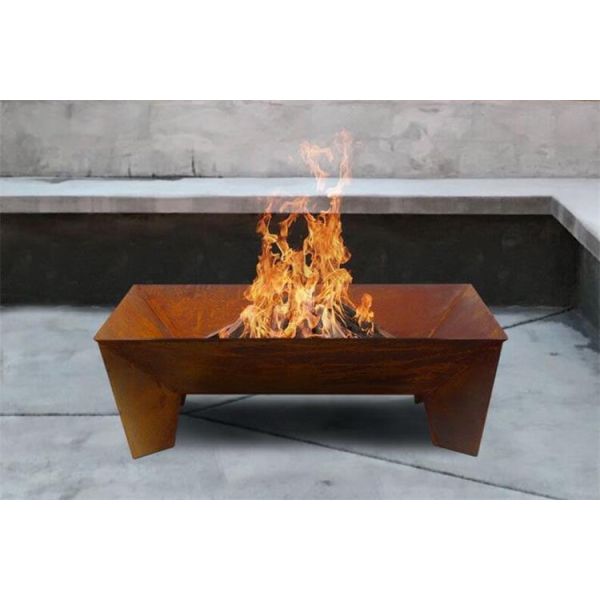 Outdoor Camping Wood Burning Rust Corten Steel Geometric Fire Pit Brazier