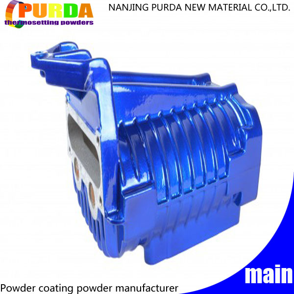 Epoxy Polyester High Gloss Powder Coat Blue Color Environmental Friendly