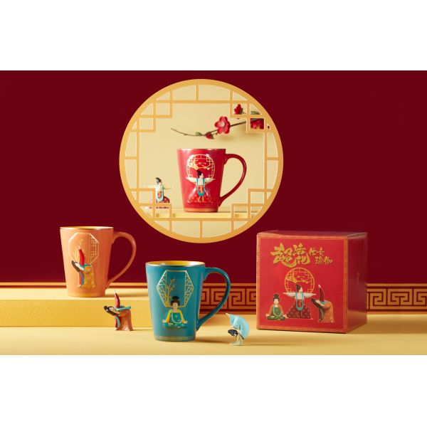 Керамическая большая емкость рельефная чашка для кофе и чая 3D принт для йоги в китайском стиле