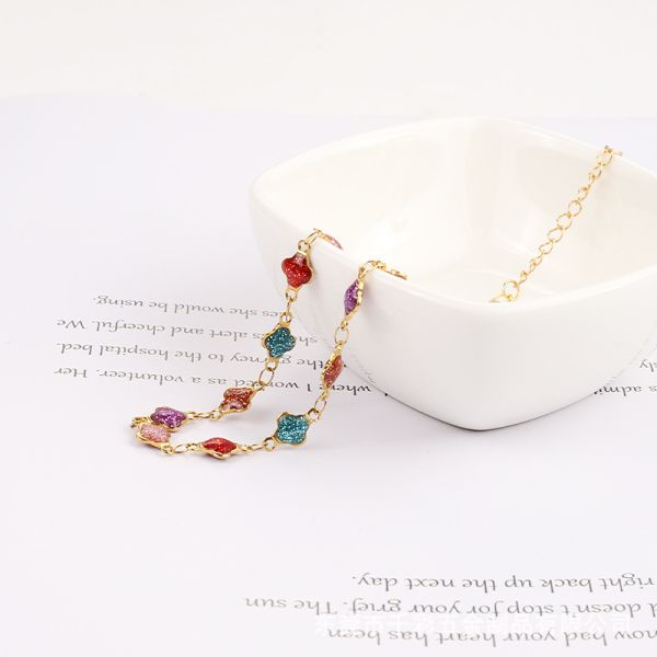 Fashion new colorful anklet girl 18K golden OEM logo words bell beach titanium steel foot accessories wholesale