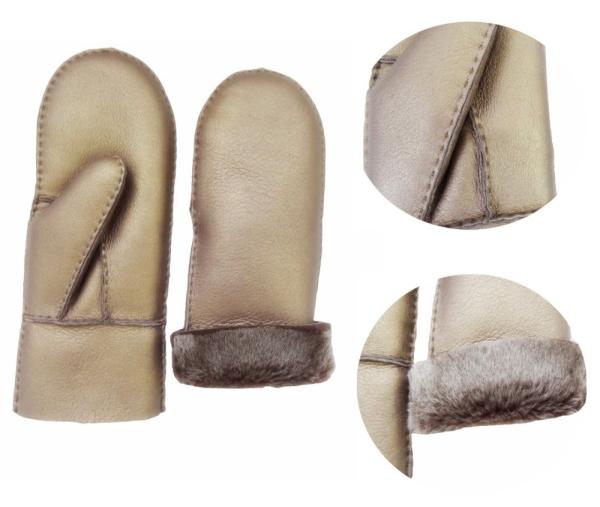 Metal Hand Sewn Winter Leather Mitten Gloves Classic Style Customized Size