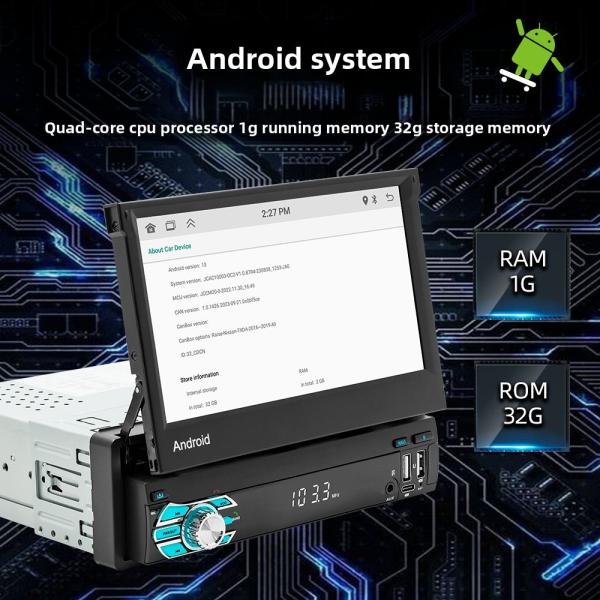 Creatall All-in-One 7 Inch Android Auto GPS Navigation Retractable Screen HD Rearview Wireless CarPlay for Automotive Use