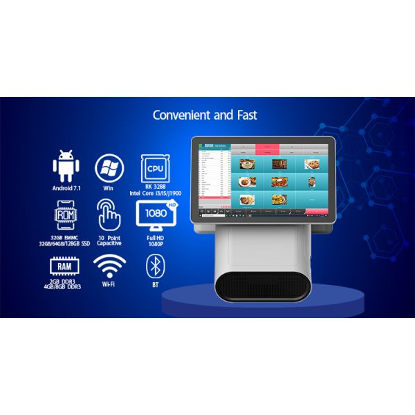 Касса с 6 портами USB/Serial/RJ 45 Lan и 15,6