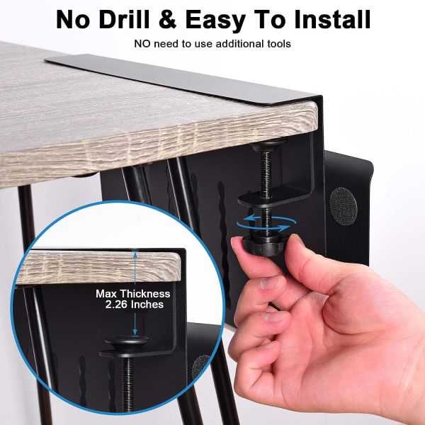 Convenient Laptop Holder for Desk Organizer No Drill Under Desk Drawer Clamp on Shelf