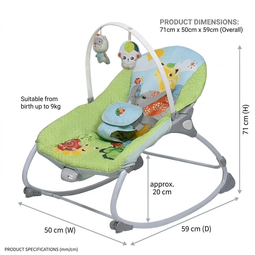 Baby Bouncer Rocker Chair with Music & Hanging Toys | Portable Newborn Infant Swing for Wholesale OEM ODM