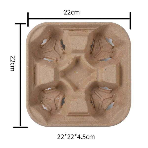 Eco-Friendly Kraft Cardboard Coffee Cup Carriers Disposable Takeaway Holders for Beverage Delivery