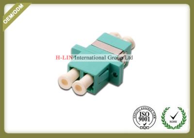 LC OM3 Duplex SC Type Plastic Fiber Optic Adapter With Ceramic Sleeve Aqua Color