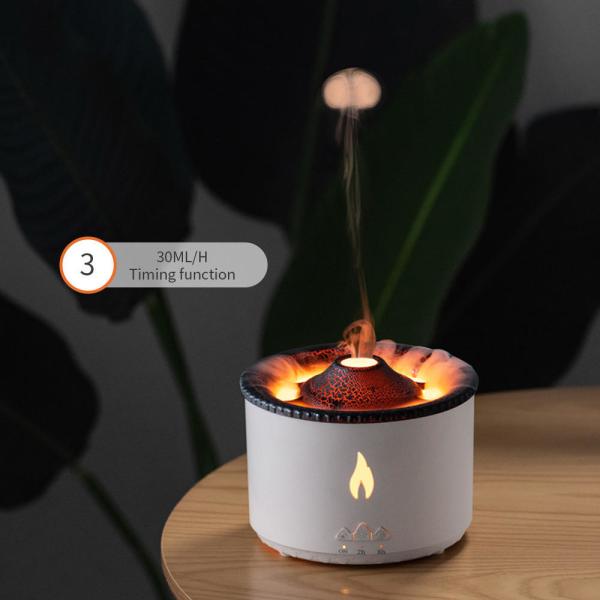 Difusor de aroma de óleo essencial elétrico com controle remoto ultrassônico Difusor de aroma inteligente Vulcão 360ML Humidificador de chama