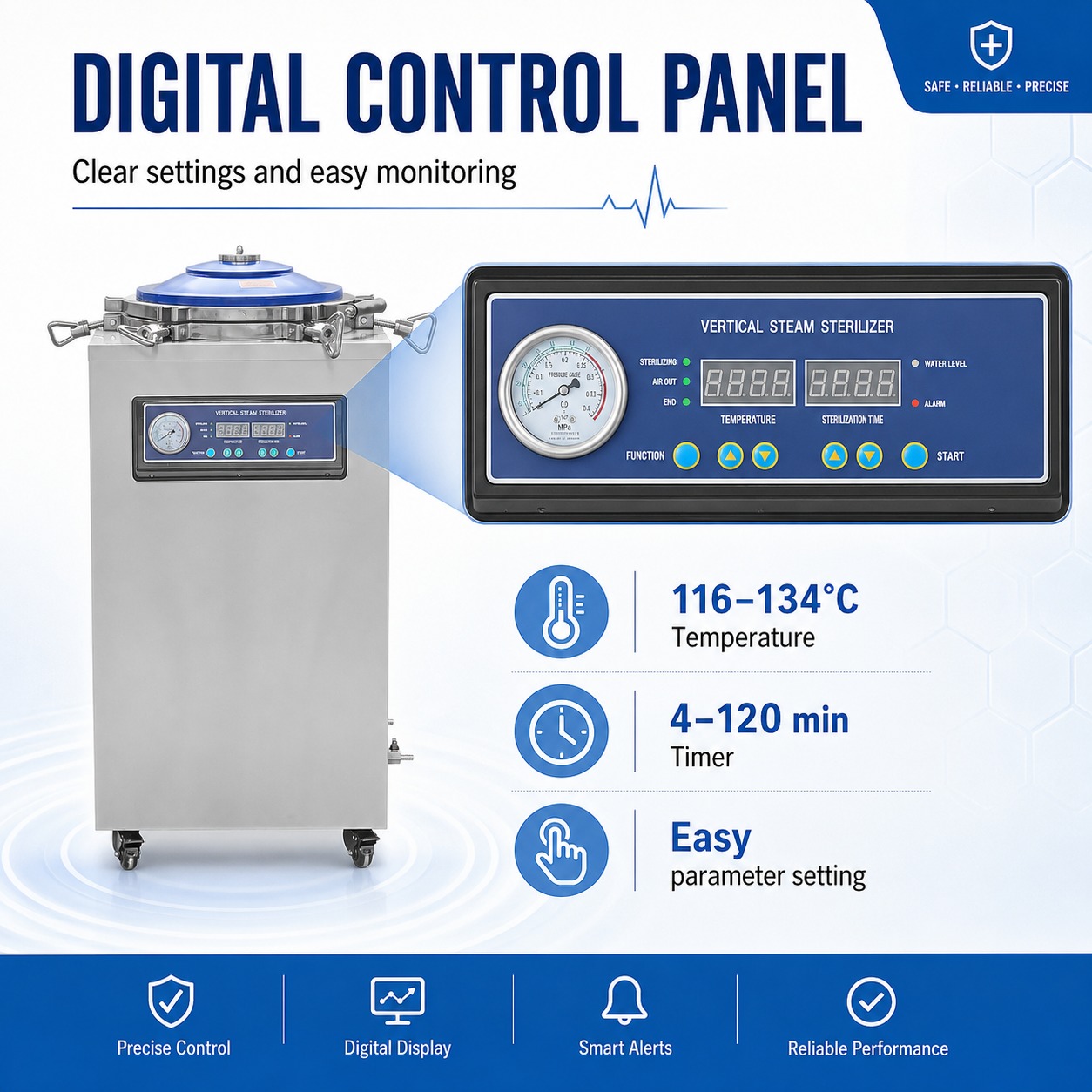 Vertical Steam Autoclave Sterilizer DGLS-B 50L Stainless Steel Lab Sterilization Equipment with Digital Automatic Control