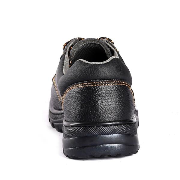 Black Embossed Cow Leather Slip Puncture Resistance Steel Insole PU Sole Safety Shoes