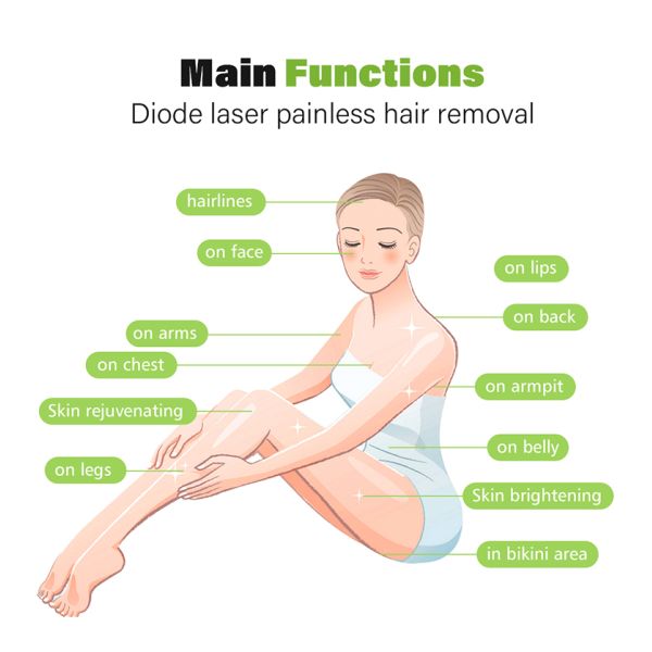 High Quality 7 Languages 5 Heads Diode-Lasersings Hair Removal Machine with Nose Hair Head