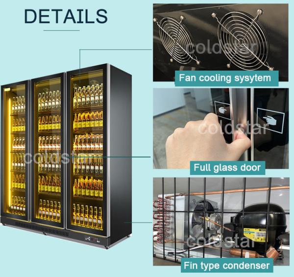 Auto Defrost Glass Sliding Door Upright Bottle Cooler For Bar & Coffee Shop