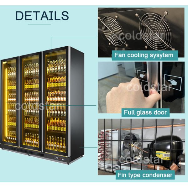 Commercial Bar 3 Glass Doors Upright Display Fridge