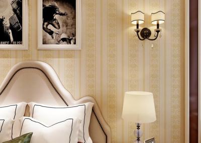 Classical Non Woven Wallpaper / Beige Damask Wallpaper For Home Decoration , Moisture Proof
