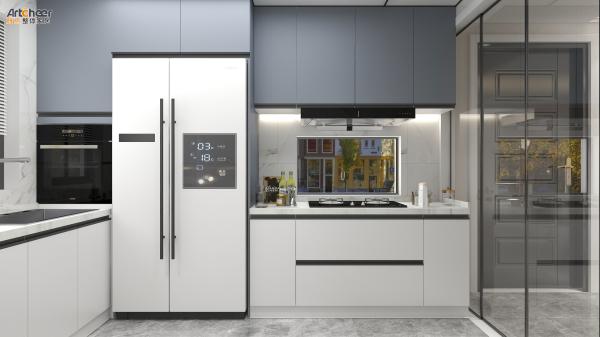 Small Kitchen Apartment Melamine Kitchen Cabinet Door with Contemporary Design Style