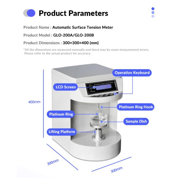 High Performance Micro-controlled Automatic Tensiometer Surface Tension Measurement Device GLO-200B