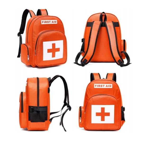 Nylon Fabric Water-resistant Medical First Aid Backpack with 9 Netted Pockets for Emergency Survival