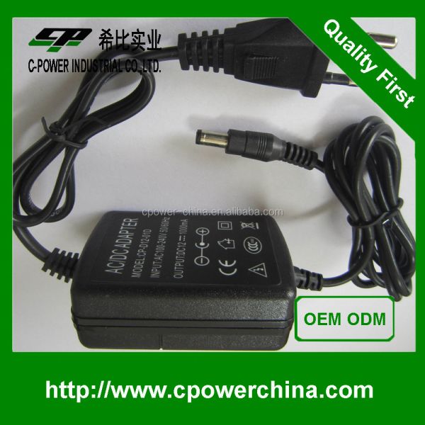 12V 1.2A 12W AC DC Power Adapter with 1200ma Output Current and CE Certificate