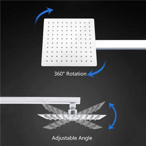 Ultra Thin Stainless Steel Shower Head , Square Rainfall Shower Head Angle Adjustable