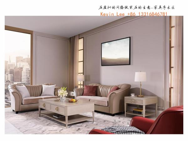 Light American sofa set Luxury leather sofa for Living room reception seating furniture and Coffee tables