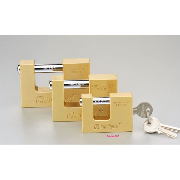 Rarlux Durable Key Operated 60-90mm High Security SOLID Brass Rectangular Shackle Padlock