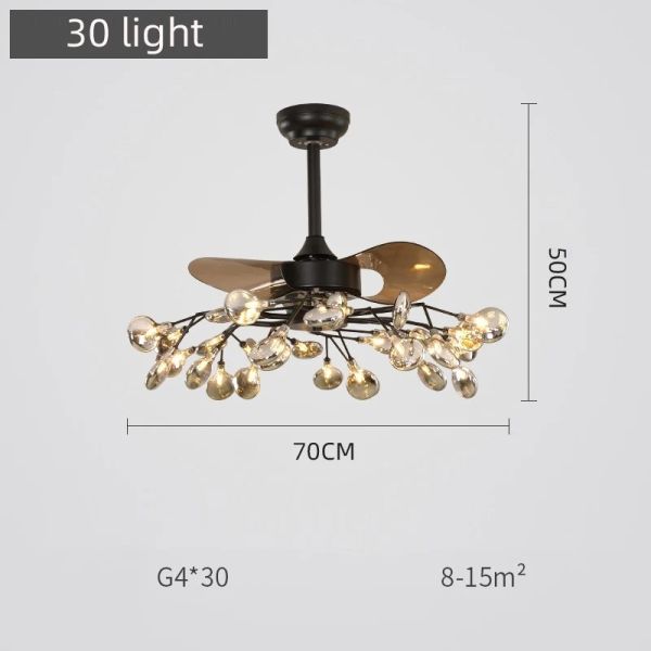 RC dimmable rotated forward and reverse for living room Branch firefly ceiling fan lamp(WH-CLL-66)