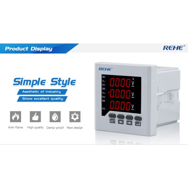 Three Phase Three Wire/Four Wire LED display digital panel meter generator Voltage Meter 80*80