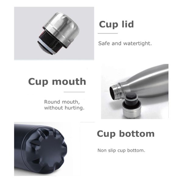 Бутылка с водой 350ml 500ml 750ml колы чашки Thermos нержавеющей стали 304 форменная