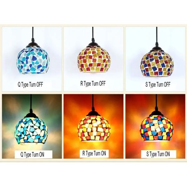 LED Colorful Glass Hanging Lamp Morocco Decor Turkish Mosaic Lamps (WH-DC-86)