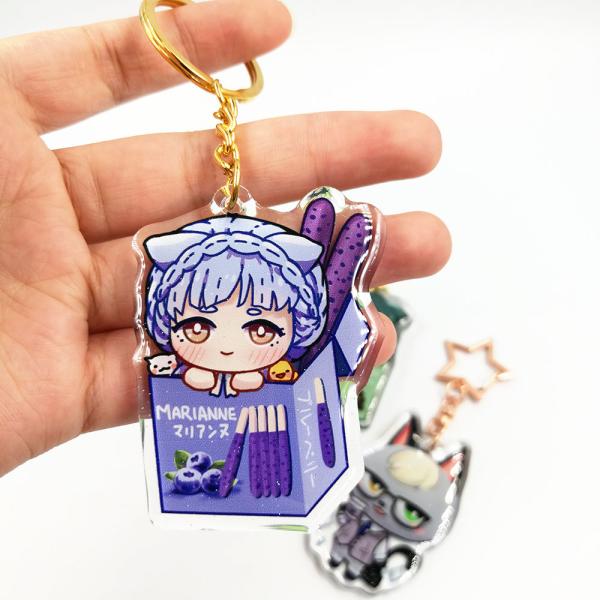 Custom Clear Anime Girl Acrylic Keychain Printed Glitter Epoxy Resin Acrylic Keychain Charms