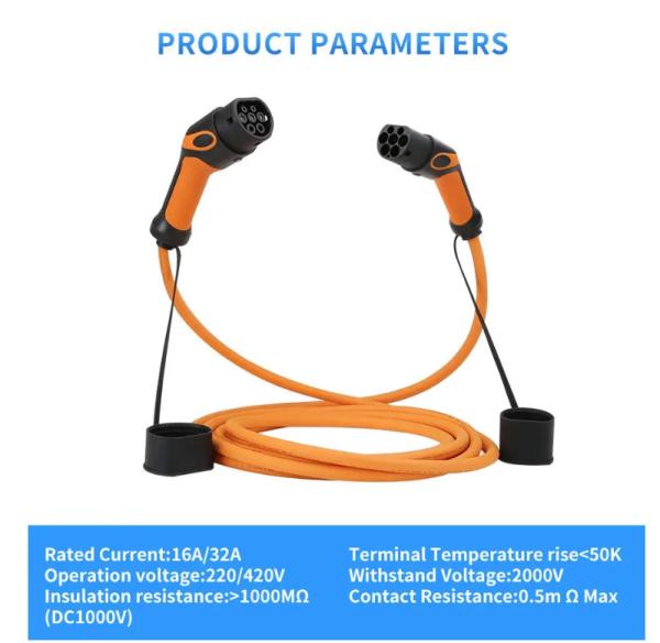 EV Charging Cable European Standard 11kw 22kw 16A 32A Type2 To Type2 Charging Cable