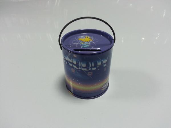 Tinplate Tin Coin Box / Cylindroid Metal Tin Container For Money Saving