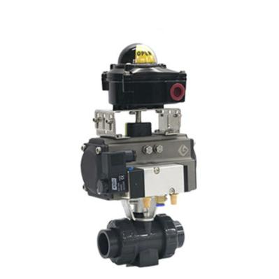 Failed Close UPVC On Off Pneumatic Ball Valve For Acid Alkali Corrosive Liquid