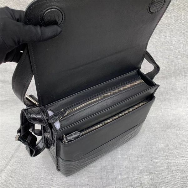 Authentic Alligator Leather Male Flap Purse Cross Shoulder Bag Genuine Crocodile Belly Skin Businessmen Messenger Bag