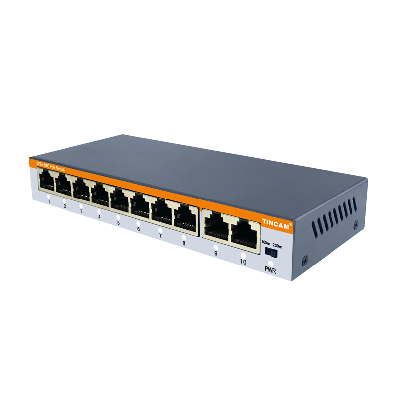 TiNCAM 8-Port Gigabit PoE Switch with 2 Gigabit Uplink Ports IEEE 802.3af/at 30W per Port VLAN 120W External Power Adapter TBC-PS5110E