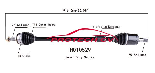 HO10529 Honda Civic Front Drive Axle Assembly EXTREME Weather Unit