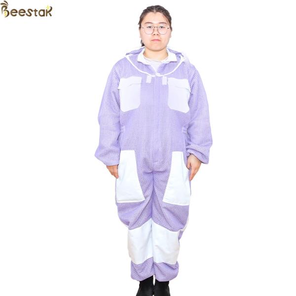 Three Layer Ventilated Beekeeping Outfits in Fashionable Purple Color for Extra Strength Protection